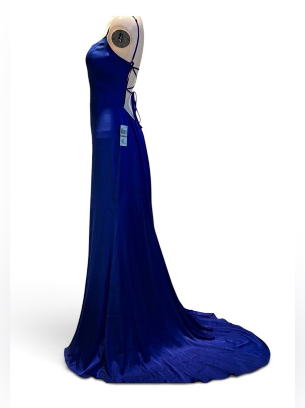 B Darlin Blue Spaghetti Strap Gown